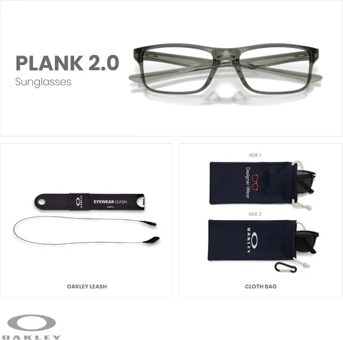 Vista 14 de Oakley Plank 2.0 OX8081 - Lentes rectangulares para hombre y mujer, kit de correa de accesorios, bolsa de microfibra
