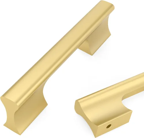Vista 24 de Asidrama - Paquete de 10 manijas de gabinete de cocina color oro cepillado de 3 pulgadas (76mm), accesorios dorados para gabinetes de cocina