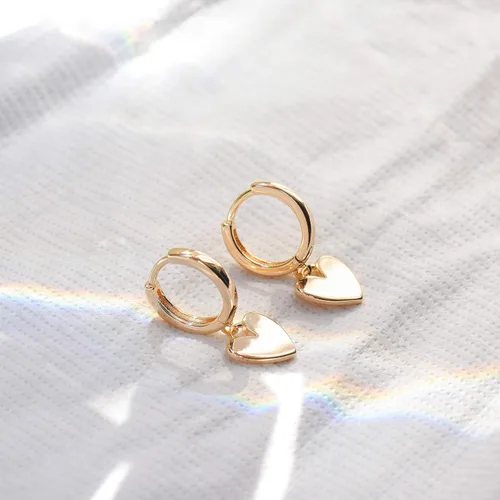 Vista 6 de VACRONA - Aretes tipo arracadas para mujer, chapados en oro de 14 quilates, diseño de aro de arracada