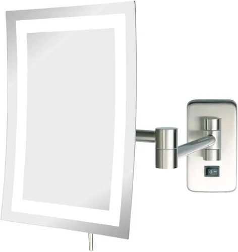 Vista 14 de JERDON Espejo de maquillaje rectangular para montaje en pared con aumento 5X, espejo de maquillaje de alambre directo con luces LED, negro mate