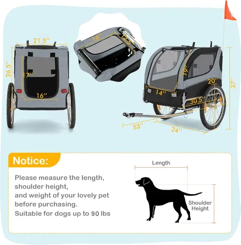 Vista 7 de Remolque de bicicleta para perros – HAPPAWS - Remolque para perros para bicicleta, remolques de ciclo de carga, carrito de transporte para mascotas