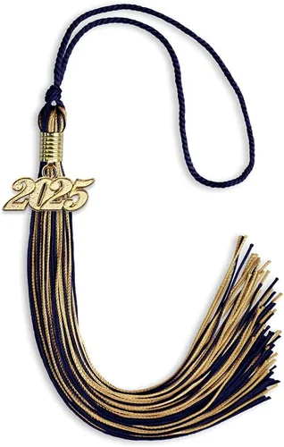 Vista 310 de Endea Graduation - Borla de doble color mixto con fecha dorada (negro/dorado antiguo, 2021)