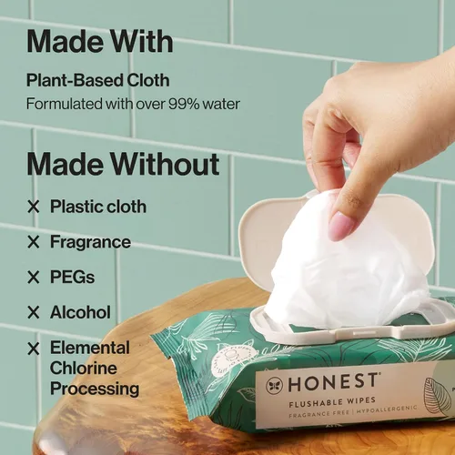 Vista 8 de The Honest Company Toallitas hipoalergénicas desechables para pieles sensibles, hojas tropicales, 42 unidades (paquete de 16)
