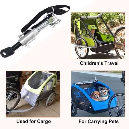 Vista 5 de Acoplador de remolque de bicicleta, conector de enganche de remolque, ajuste universal para remolques de bicicleta de carga para niños, accesorios