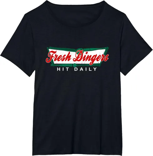 Vista 73 de Camiseta divertida de béisbol y softbol Don't Bunt Hit Fresh Dingers, Negro