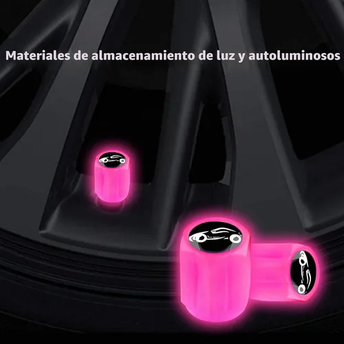 Vista 4 de 16 tapas fluorescentes para válvulas de neumáticos, tapa de válvula de aire para rueda auto luminosa, accesorios de decoración universales