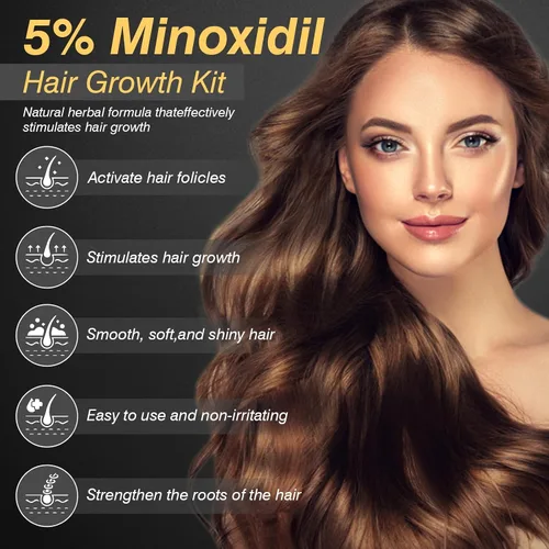 Vista 2 de 5% Minoxidil Hair Growth for Men and Women, Minoxidil Hair Growth Serum, Promotes Hair Growth, Strengthens Hair Follicles, Helps Prevent Hair Fall