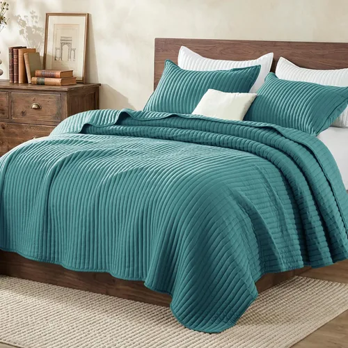 Vista 14 de Exclusivo Mezcla Juego de ropa de cama de edredón acolchado a rayas beige