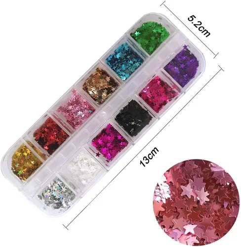 Vista 2 de EBANKU Star Glitter Confetti, 24 cajas de lentejuelas holográficas 3D láser arte de uñas escamas coloridas uñas purpurina manicura calcomanías