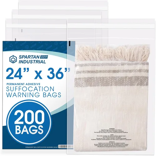 Vista 9 de Spartan Industrial - Bolsas de polietileno transparentes autosellantes de 10 x 12 pulgadas (1000 unidades) con advertencia de asfixia para embalaje