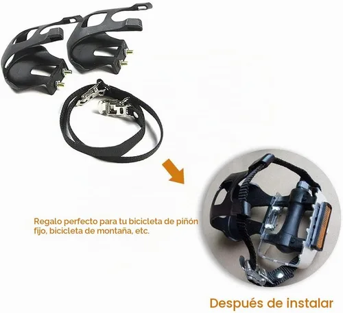 Vista 2 de EKDJKK 1 par de pedales de bicicleta con clip para los dedos del pie y correa, jaulas de clips para dedos de bicicleta, cubierta de pie de pedal