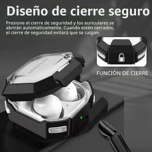 Vista 3 de Funda con Candado Seguro Transparente para Samsung Galaxy Buds FE/Galaxy Buds 2 Pro/Galaxy Buds Pro/Galaxy Buds Live, Accesorios para Galaxy Buds