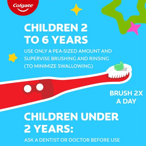Vista 12 de Colgate pasta de dientes anticavidades para niños con flúor para edades de 2+, sabor a explosión de sandía - 4.6 onzas (4 unidades) For Ages 2 and
