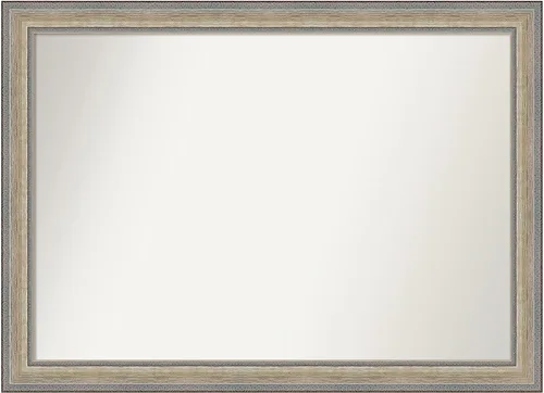 Vista 14 de Amanti Art Espejo de baño plateado para sobre el fregadero, 28 x 37 pulgadas, elegante espejo rectangular de peltre cepillado, marco de madera