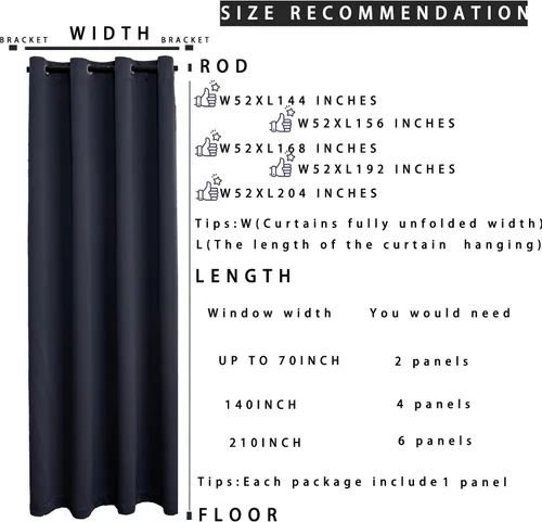 Vista 8 de Qiseca Cortinas extralargas de 132 pulgadas de largo para sala de estar, cortinas de techo de 11 pies, ventanas altas hechas a medida de 2 pisos