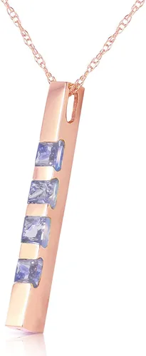 Vista 3 de Galaxy Gold GG Collar de barra vertical de oro rosa blanco macizo de 14 quilates con tanzanitas naturales de corte princesa 1750