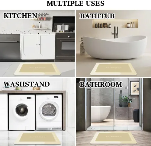 Vista 8 de Tapete de baño, tapetes de baño súper absorbentes, antideslizantes, de secado rápido, tapetes de goma fina para piso de baño que caben debajo