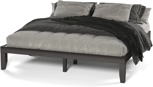 Vista 12 de KOTEK Base de cama de plataforma de madera maciza de 14 pulgadas, base de colchón con soporte de listones de madera, base de cama de madera de goma