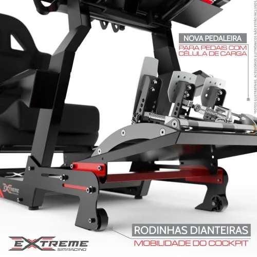Vista 3 de Extreme Simracing Racing Simulator Cockpit With All Accessories (BlackRed) - VIRTUAL EXPERIENCE V 3.0 Racing Simulator For Logitech G27, G29, G920