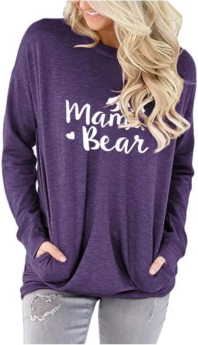 Vista 2 de onlypuff Sudaderas tipo túnica con estampado de bolsillo para mujer