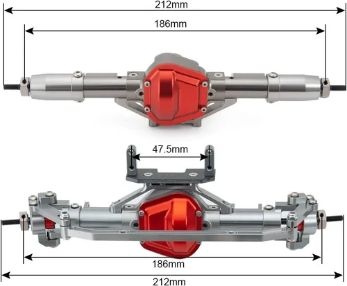 Vista 6 de Juego de ejes delanteros y traseros de aluminio CNC para 1/10 SCX10 RC Crawler Axial Heavy Duty Version (Titanio)