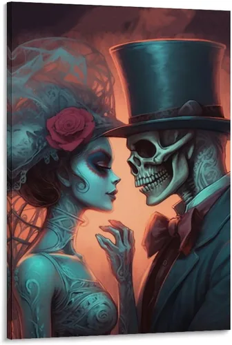 Vista 42 de HHGaoArt Lienzo gótico para pared, póster de fantasmas de Halloween, imagen espeluznante en lienzo