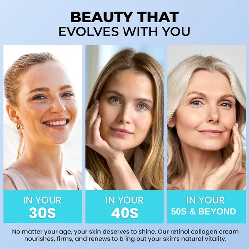 Vista 7 de Hidratante facial para la piel envejecida: crema antiarrugas para mujeres mayores y hombres de 50 y 60 años más con retinol, colágeno y ácido
