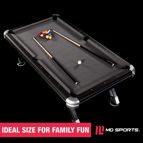 Vista 13 de MD Sports Mesa de Billar Titan de 7.5', Mesa de Billar con Bolsillo de Caída, Patas Duraderas de Acero con Juego de Bolas y Tacos de Billar