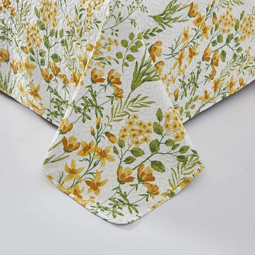 Vista 6 de Ycosy Juegos de Edredón Floral Tamaño Twin Reversible Colchas Cubrecamas de Campo Ligeras Edredón de Flores Amarillas Ropa de Cama Hojas Verdes