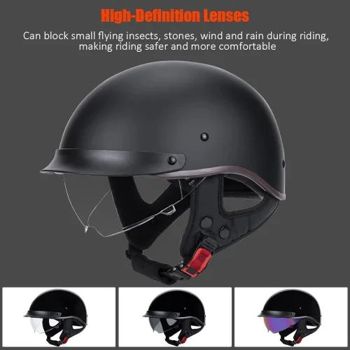 Vista 2 de Casco de motocicleta con Bluetooth, estilo alemán, casco abierto, aprobado por DOT, micrófono con altavoz integrado con visera retráctil