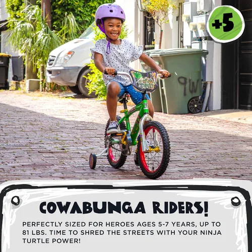 Vista 5 de Dynacraft Teenage Mutant Ninja Turtles Bicicleta para Niños Varones de 5 a 7 años – Bicicleta para niños principiantes con ruedas de entrenamiento