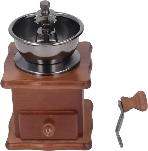Vista 5 de Oumefar Molinillo de café manual, fácil de operar, molinillo de café manual, base de madera retro, núcleo de acero inoxidable, ajustable