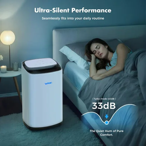 Vista 3 de Deshumidificador WHOY para sótano de 6,000 pies cuadrados, 120 pintas máx. Compresor inteligente, humidistato inteligente, controlado por aplicación