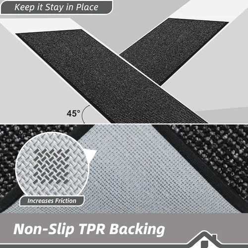 Vista 4 de BEQHAUSE Alfombra de Entrada de 20"x32" Tapete Interior para Puerta Antideslizante Lavable, Alfombras de Pasillo Absorbentes y Resistentes a Manchas