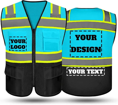 Vista 21 de Chaleco de seguridad reflectante de alta visibilidad con 5 bolsillos y cremallera clase 2 para adultos, unisex, ropa de trabajo de seguridad