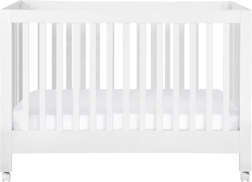 Vista 8 de Babyletto Maki Cuna plegable portátil 2 en 1 de tamaño completo con kit de conversión de cama para niños pequeños en blanco, certificado Greenguard