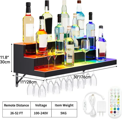 Vista 2 de YITAHOME Estante de exhibición de botellas de licor con luz LED