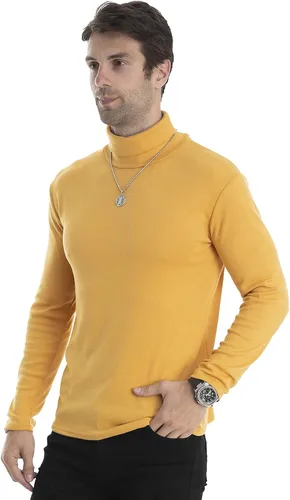 Vista 59 de Camiseta de manga larga para hombre, ajustada, ligera, con cuello de tortuga