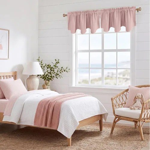 Vista 8 de NICETOWN Cenefa opaca para dormitorio festoneada con bolsillo para barra de 52 x 18 pulgadas, cortina de ventana para habitación de niñas/guardería