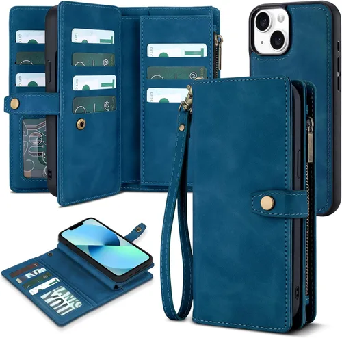 Vista 64 de TwoHead Funda tipo cartera para iPhone 12 Pro Max con tarjetero, funda magnética desmontable para teléfono 12 Pro Max, piel sintética, a prueba