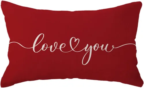 Vista 14 de Love You - Fundas de almohada lumbar para parejas, aniversarios, bodas, compromisos, día de San Valentín, 12 x 20 pulgadas (beige)