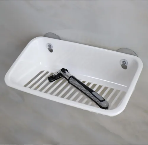 Vista 2 de EIKS Cesta de almacenamiento organizadora con ventosa para dormitorio, oficina, cuarto de servicio