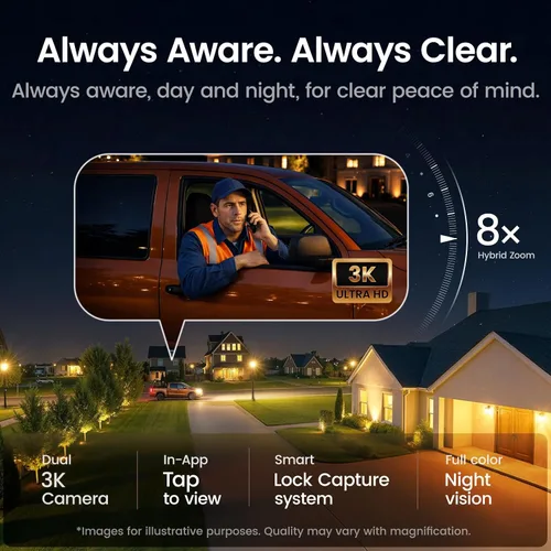 Vista 6 de aosu Cámara de seguridad solar T2 Pro 3K Dual Cam, seguimiento AI, kit de 2