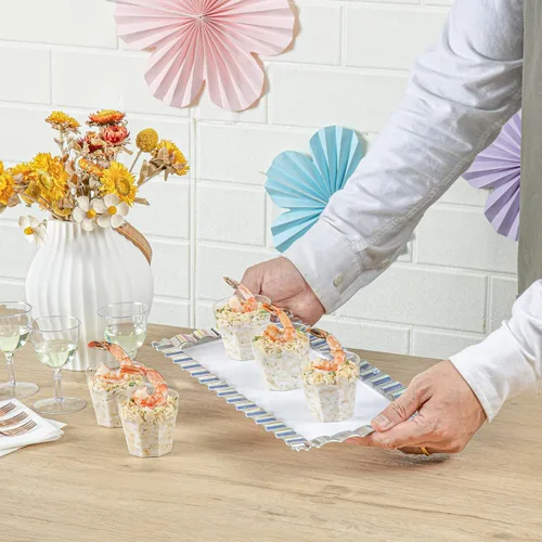 Vista 5 de Restaurantware -Vasos de postre de 5 onzas, 100 mini vasos desechables para aperitivos, redondos, diseño Pilsner, taza de parfait de plástico