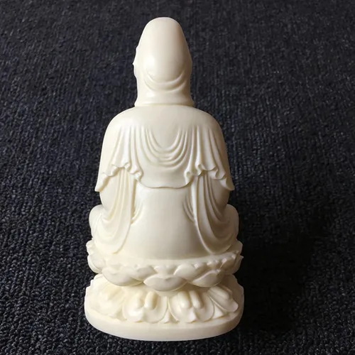 Vista 7 de Diosa de la misericordia Guan yin Buda estatua en loto Escultura de Quanyin blanca para decoración de oficina en casa Bendición de estatua