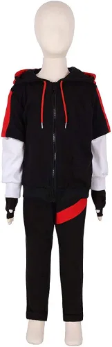 Vista 2 de Sudadera con capucha de manga corta para niños con capucha para Halloween con capucha manga larga con cremallera sin botones