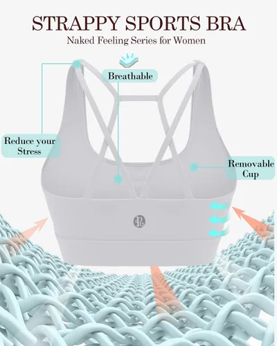 Vista 51 de Brasieres deportivos para mujer, con relleno, tipo camiseta sin mangas, sexis, con espalda cruzada, de alto impacto, largos, ideales para practicar