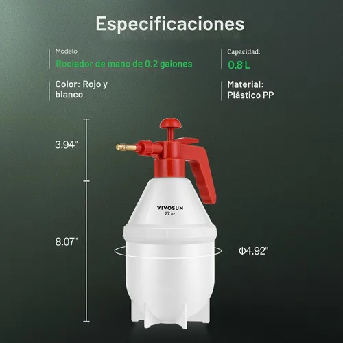Vista 7 de VIVOSUN Pulverizador de bomba de 27 onzas, botella de rociador de agua de Rojo