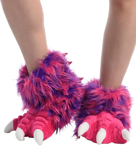 Vista 2 de Lazy One - Pantuflas con diseño de garra de animal para niños y adultos, disfraz divertido para niños, cálidas pantuflas peludas