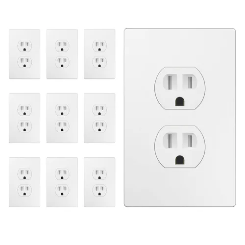 Vista 30 de ENERLITES Receptáculo dúplex, tomas de pared eléctricas resistentes a manipulaciones, grado comercial, 15A 125V, autoconectado, 2 polos, 3 cables